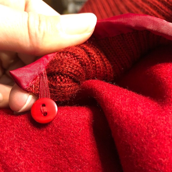 Steve Madden red wool coat -size small - pea coat style w/ detachable cowl neck - Picture 16 of 17